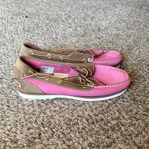 Timberland Women’s 8 Leather Boat Shoes Suede Pink Non‎ Marking